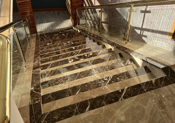 Bespoke Light & Dark Emperador Marble Staircase Northern Ireland